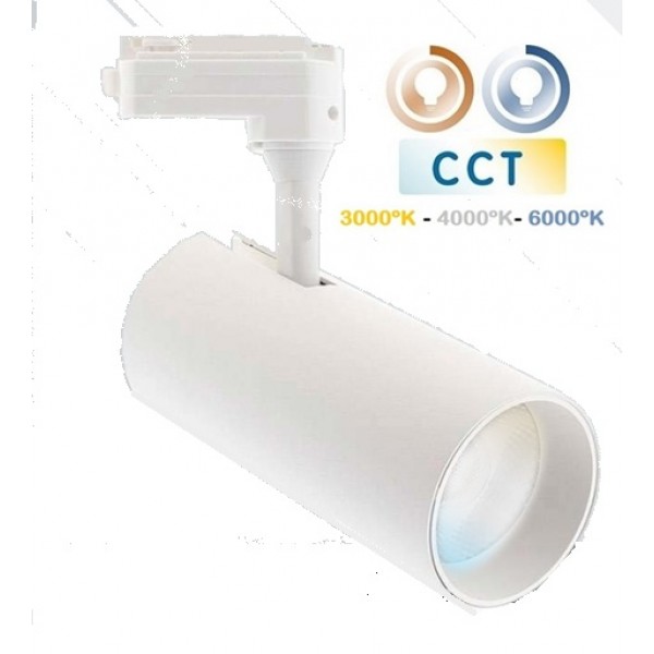 Foco Carril Monofásico LED COB 30W 35º Blanco CCT