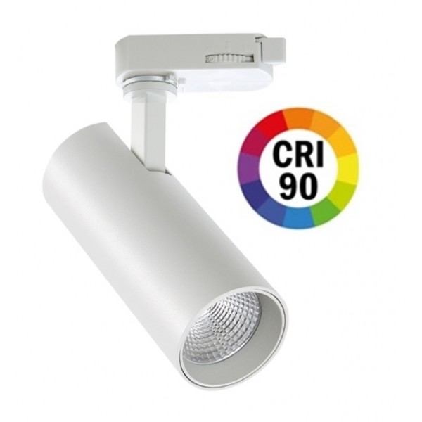 Foco Carril POLAR Trifásico LED COB Citizen 30W Blanco CRI90 15º, 24º,38º ó 60º