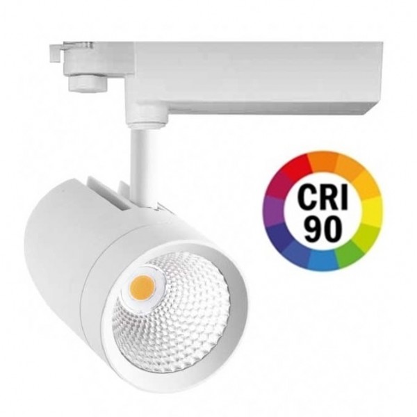 Foco Carril RETAIL Trifásico LED COB Citizen 30W Blanco CRI90 24º, 38º ó 60º