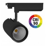 Foco Carril RETAIL Trifásico LED COB Citizen 30W Negro CRI90 24º, 38º ó 60º