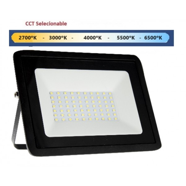 Foco Proyector LED exterior Slim IPAD Negro 50W IP65 SMD CCT Seleccionable