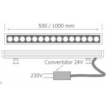 Foco LED exterior bañador pared lineal 18W 1000mm RGB-DMX