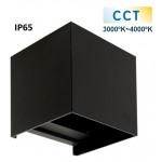 Aplique LED exterior IP65 superficie pared CUBIC 10W 1100Lm CCT Negro
